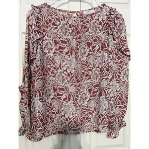 Loft Women's Long Sleeve Floral Blouse Size XXS